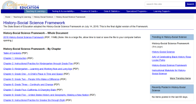 History Social Science Framework CA Dept Education